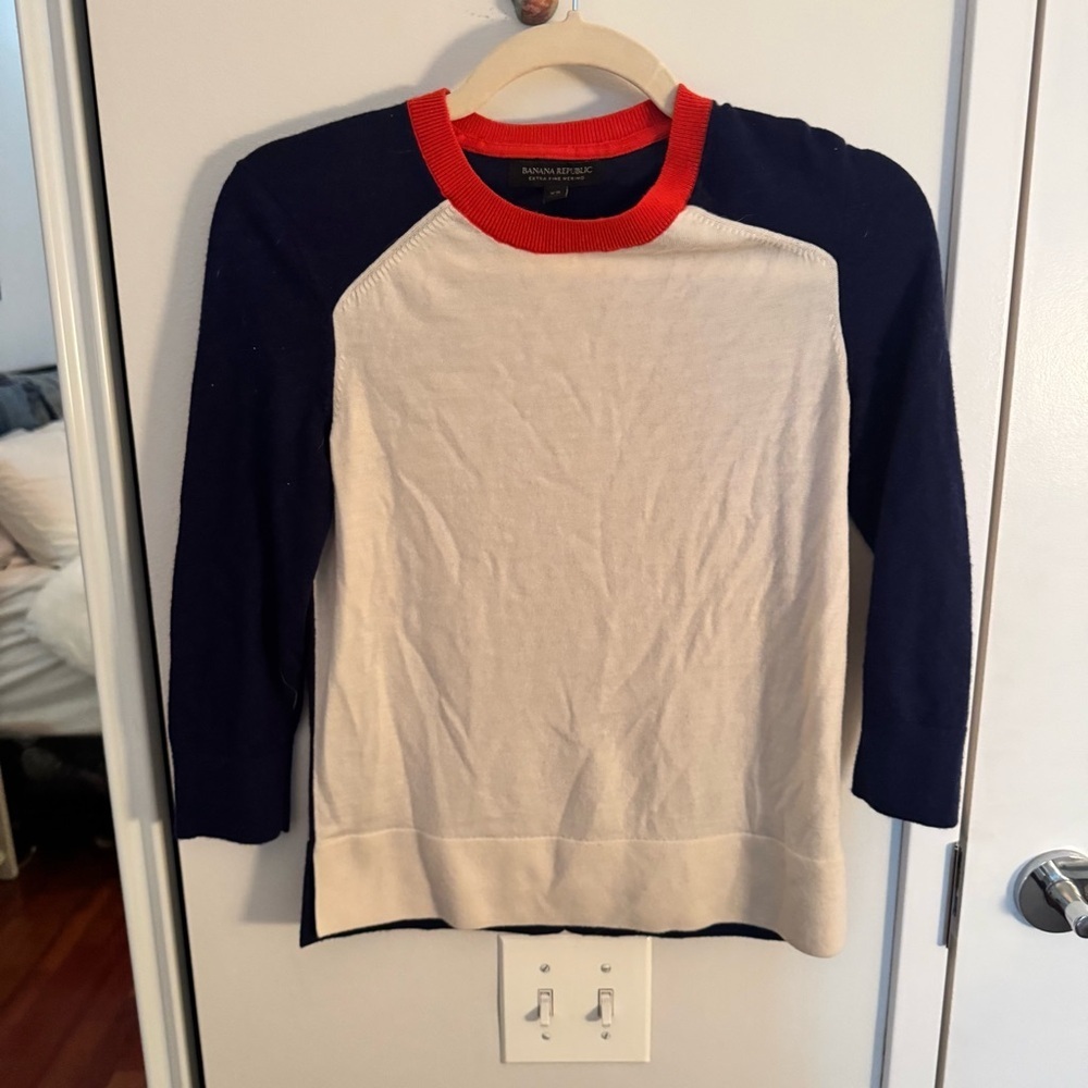 Banana Republic Merino Wool Nautical Raglan Sweater XS